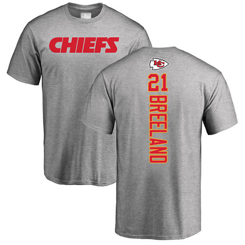 Men Kansas City Chiefs #21 Breeland Bashaud Ash Backer T-Shirt